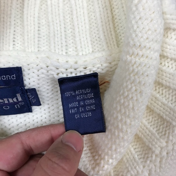 Vintage 90s White Embroidered Flower Cowl Neck Pullover Knit Small - Picture 5 of 8